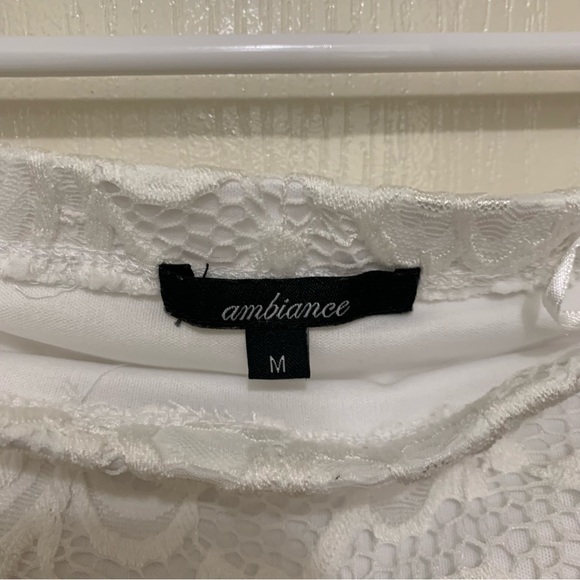 Ambiance Girls White Lace Dress Size Medium short sleeve - Picture 3 of 3